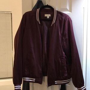 Burgundy bomber jacket